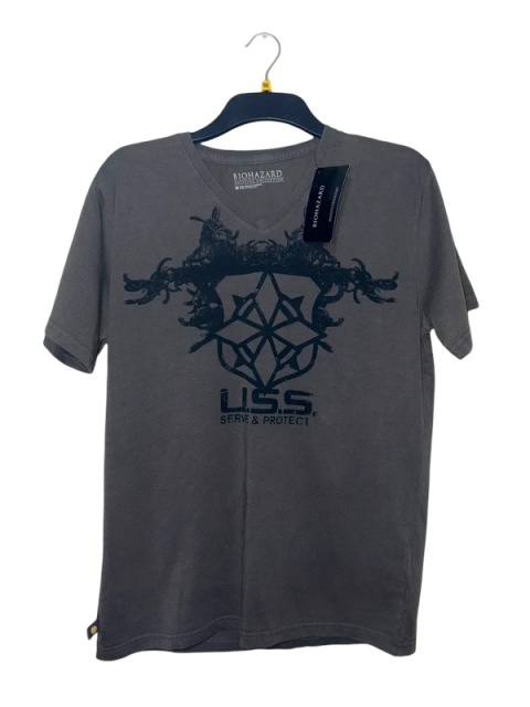 męska koszulka t-shirt resident evil biohazard U.S.S capcom merchandise M ciemno szary v neck