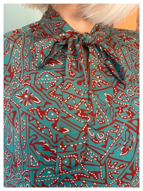 sissel edelbo whisper dress onesize wzorzysta sukienka zielono pomarańczowa