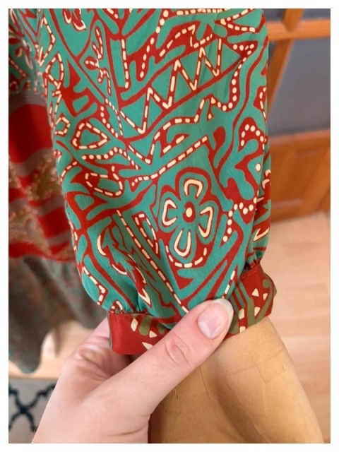 sissel edelbo whisper dress onesize wzorzysta sukienka zielono pomarańczowa